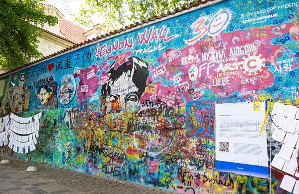 Colourful graffiti on John Lennon Wall