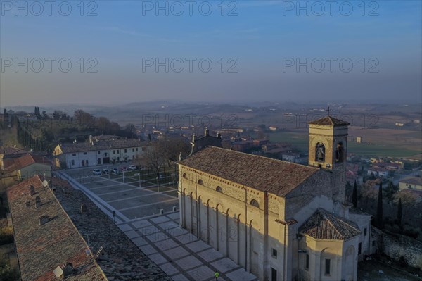 Piazza Duomo Church of St. Nicholas the ancient village of Solferino Italy