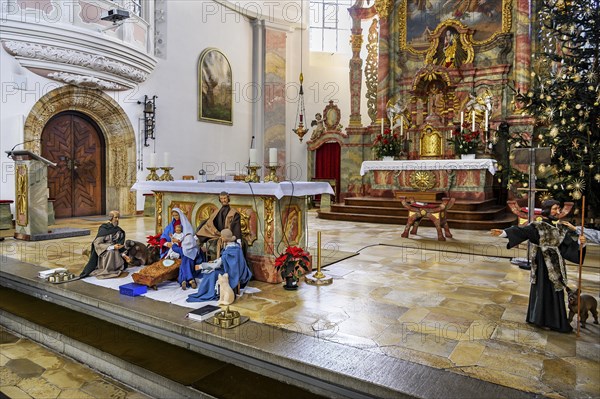 Nativity scene in front of main altar