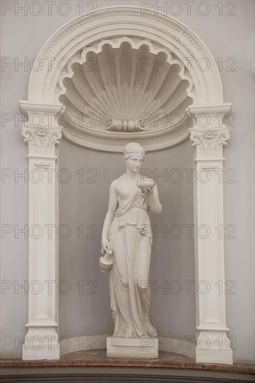 Elegant white figure in the foyer of the Kaiser-Wilhelms Bad in the spa garden