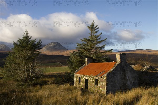 Abandoned Scottish Bothy at Knockrome on the Isle of Jura overlooking the Pope