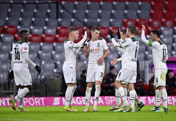 Goal celebration Stefan Lainer Borussia Moenchengladbach BMG with Lars Stindl Borussia Moenchengladbach BMG