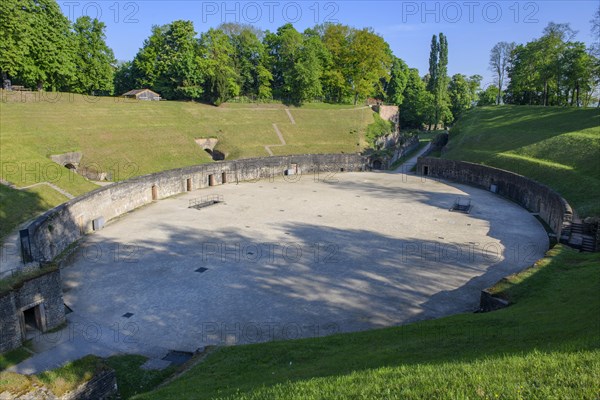 View of arena of historic Roman amphitheatre of Trier Treverorum Augusta