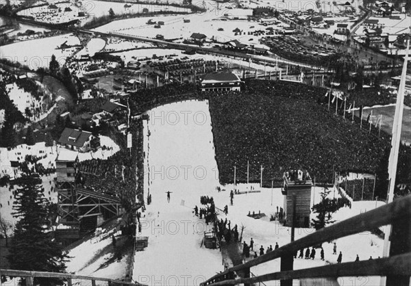 View from the tower of the big Olympic ski jump