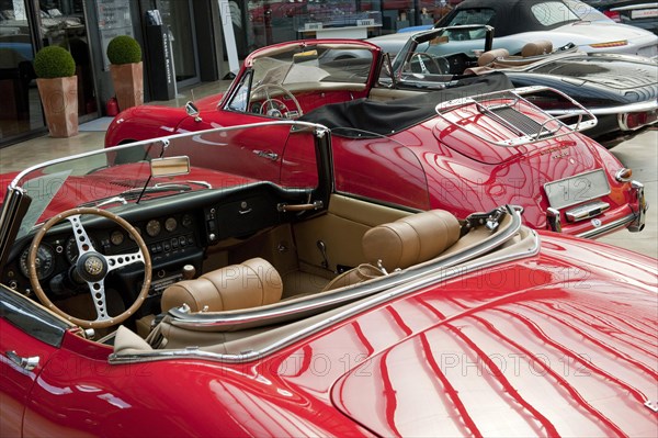 Jaguar E-Type and Porsche 356