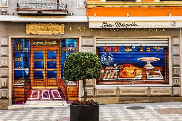 Bakery with painted blinds