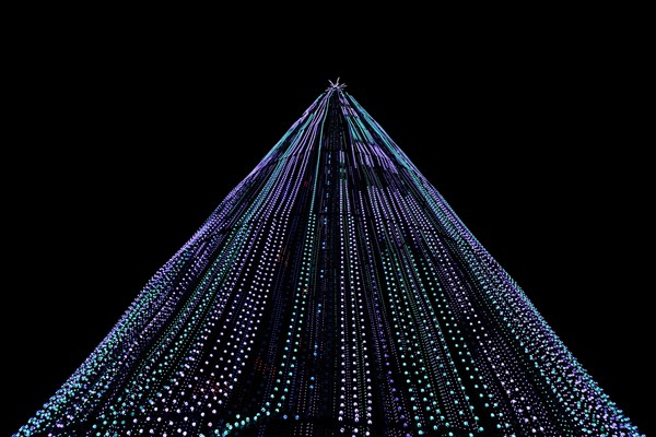 Tall structure with 100000 light bulbs at a multimedia sound and light show