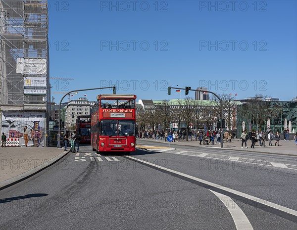 Red Hop on Hop off city tour bus in Hamburg city centre