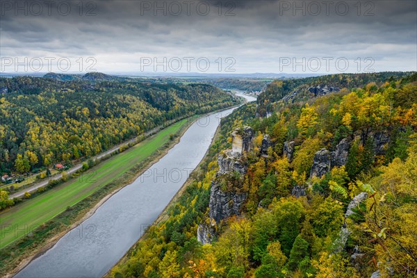 Bastei view of the Elbe valley towards Wehlen