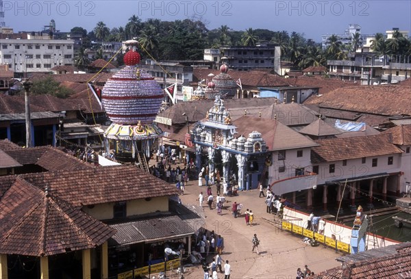 Birds eye view of krishna temple and udupi town