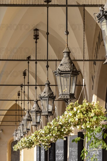 Lanterns at Arcades of Sukiennice Cloth Hall