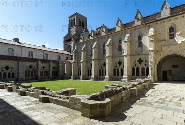 Cloister of Saint Robert abbaye of la Chaise Dieu. Haute Loire department. Auvergne Rhone Alpes. France