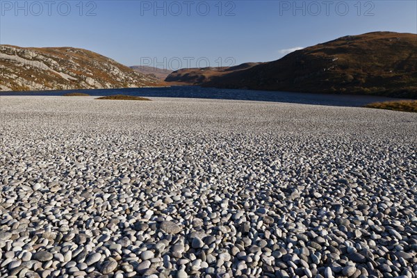 View of raised beach and freshwater lochan