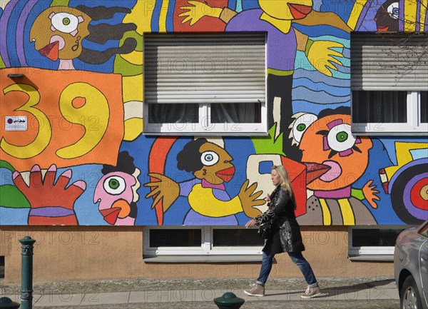 Colourful apartment building