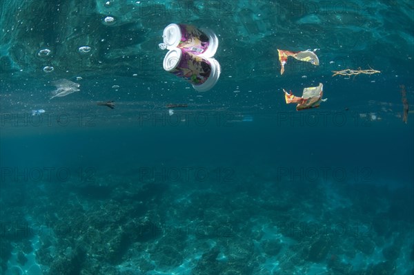 Rubbish floating on the sea surface
