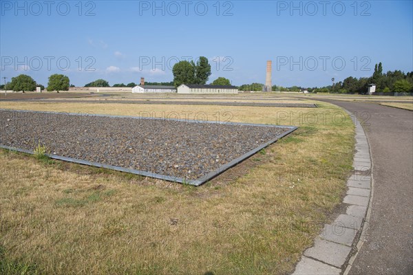 View of the grounds with stylised areas of the former prisoner barracks