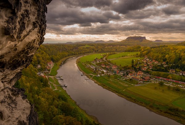 Bastei view of the Elbe valley towards Rathen