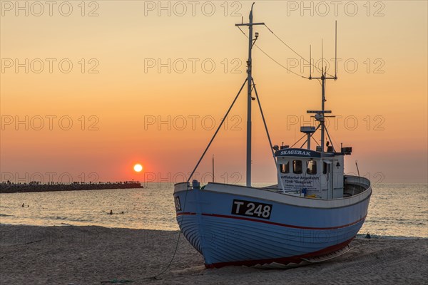 Sunset at the natural harbour in Vorupoer