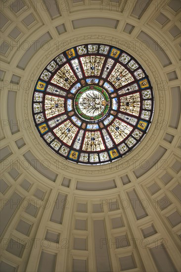 Round glass window on the dome of the foyer in the Kaiser-Wilhelms Bad in the spa garden