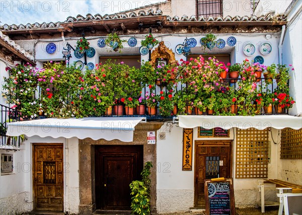 Houses decorated with flowers on the Albaicin