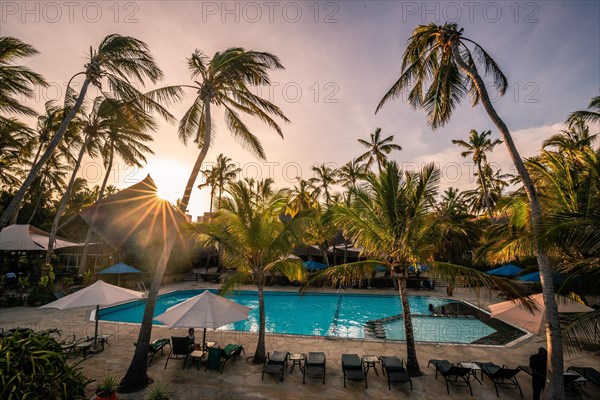 Hotel complex with pool in the morning