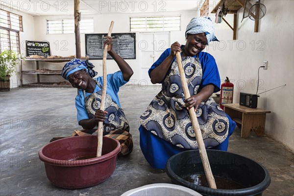 Women making soap