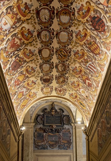 Coats of arms on ceiling of Palace of Archiginnasio