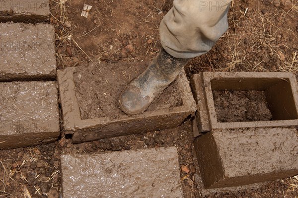 Making mud bricks