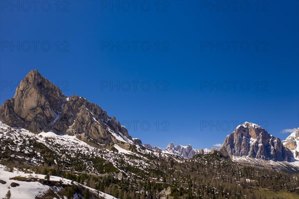 Panoramic View from Pass Giau. Dolomites alps. Italy