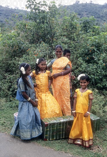 Villagers waiting for bus