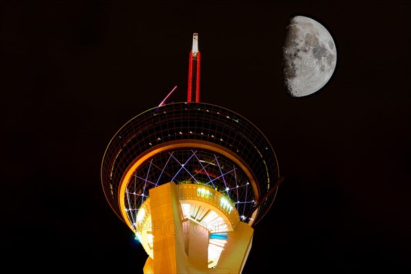 Stratosphere Tower with half moon
