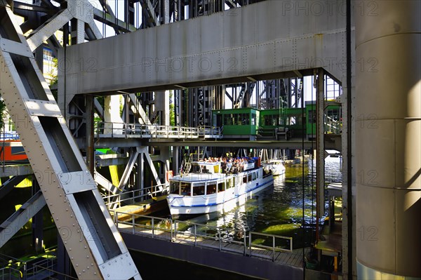 Excursion boat navigating in the old Niederfinow ship lift