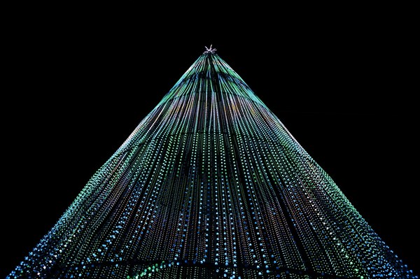 Tall structure with 100000 light bulbs at a multimedia sound and light show