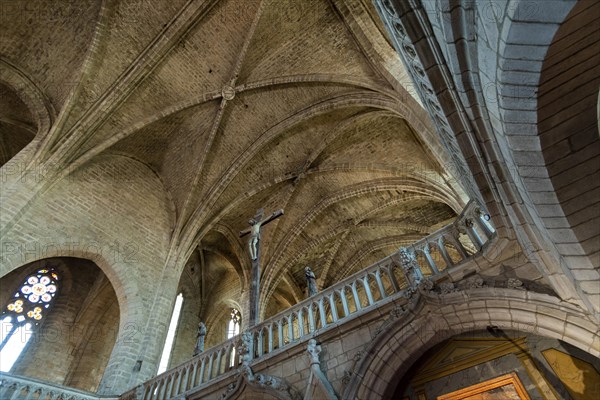 Vaults and columns . Â Saint Robert abbaye of la Chaise Dieu. Haute Loire department. Auvergne Rhone Alpes. France