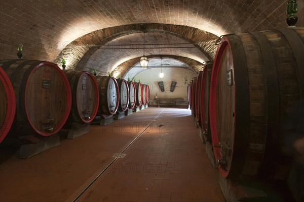 Barrels of Chianti red wine