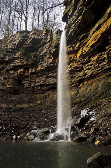 View of waterfall in gorge