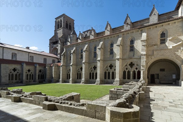 Cloister of Saint Robert abbaye of la Chaise Dieu. Haute Loire department. Auvergne Rhone Alpes. France