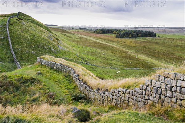 Remains of Roman fortifications on moorland