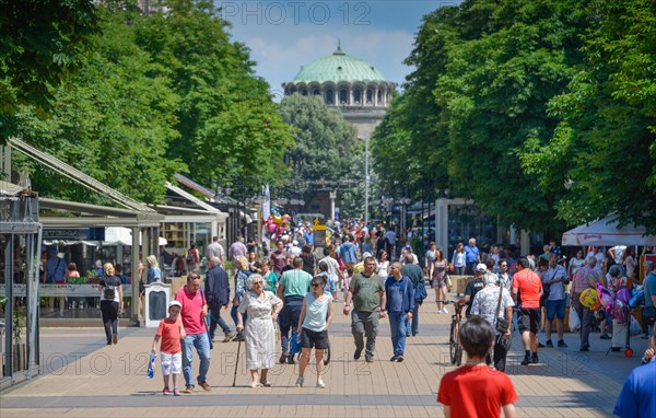 Pedestrian in busy pedestrian zone