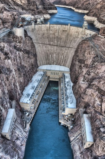 Arch-gravity dam on river
