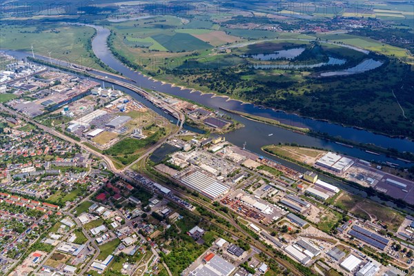 Aerial view of Magdeburg harbour