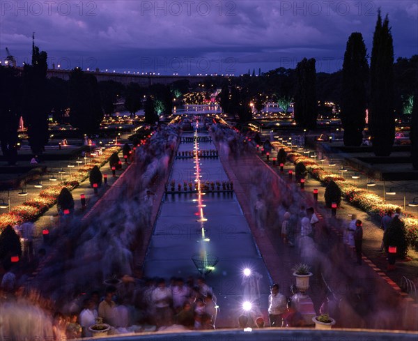 Illuminated Brindavan Gardens in Mysuru or Mysore