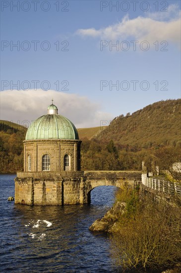 View of the reservoir and gravity-fed aqueduct building