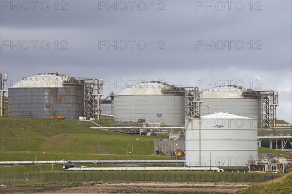 Storage tanks at the Coastal Oil and Liquefied Natural Gas Terminal