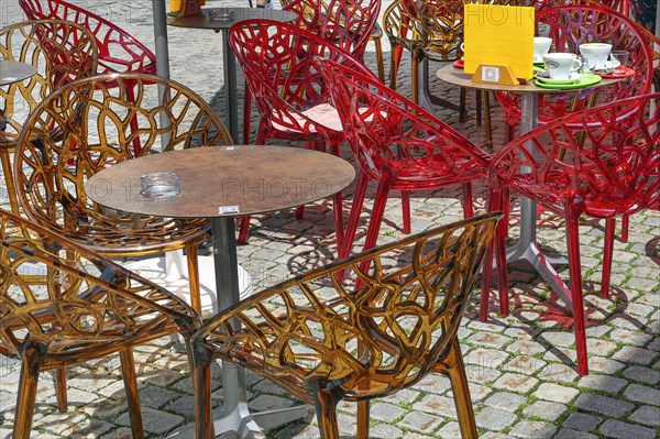 Colourful plastic chairs