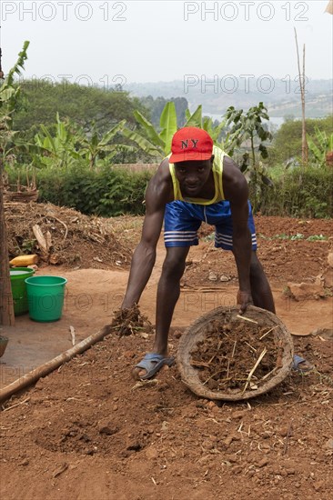 Farmers mix manure and compost into the soil to improve fertility