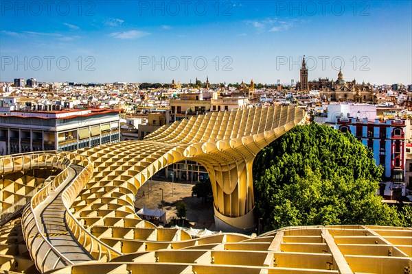 Above the rooftops of Seville in the Metropol Parasol