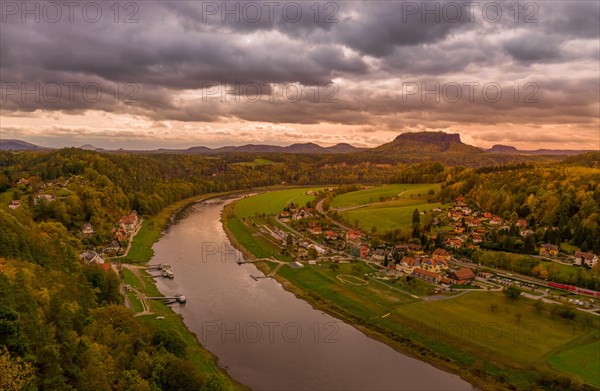 Bastei view of the Elbe valley towards Rathen