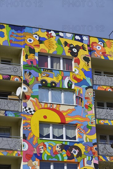 Colourful apartment building