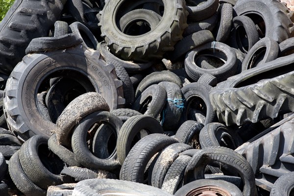 Rubber tyres for holding down film on silage clamp